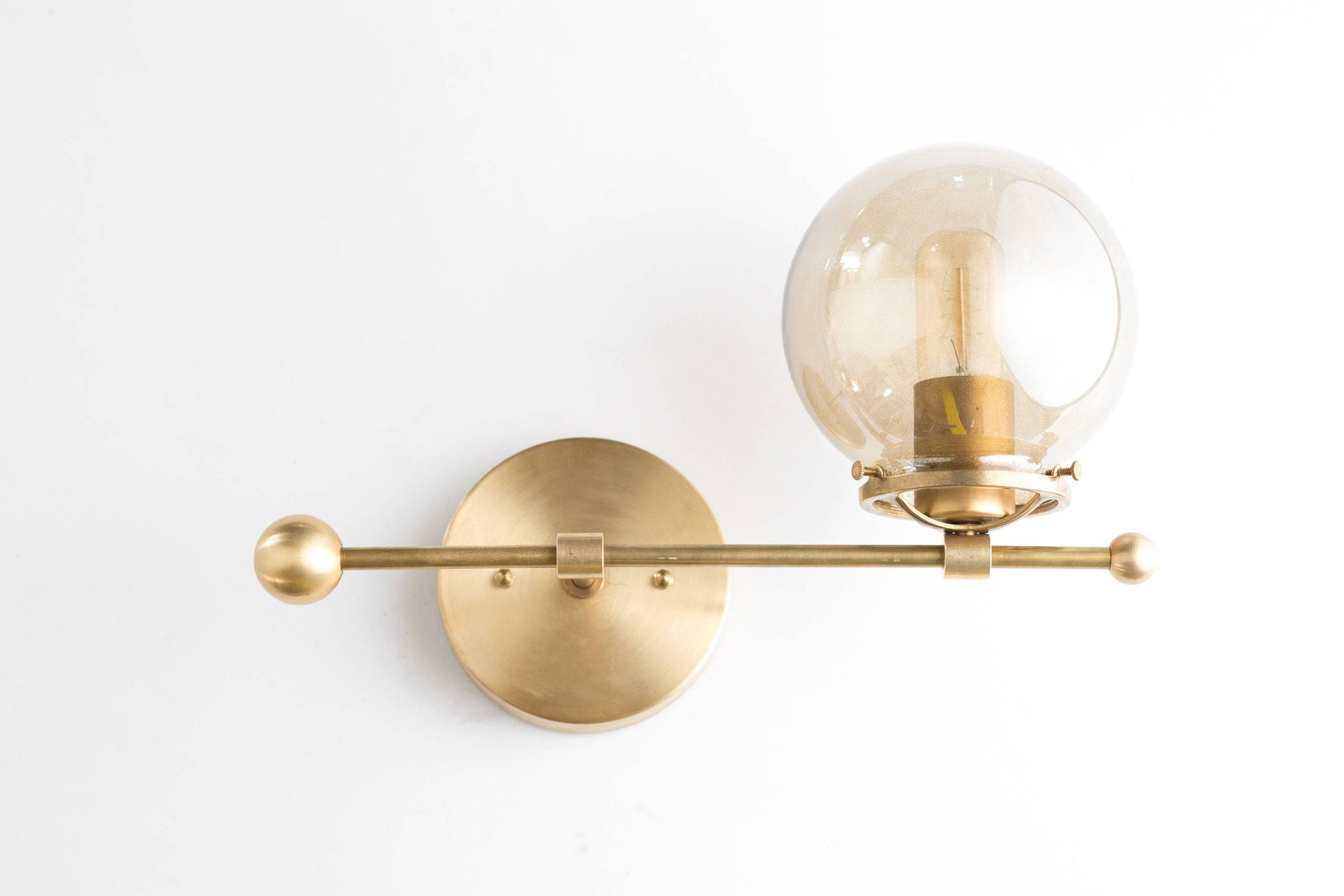 Bulb Light - Modern Sconce - Wall top Light Fixture - Simple Light Fixture - Sconce - Brushed Brass Sconce