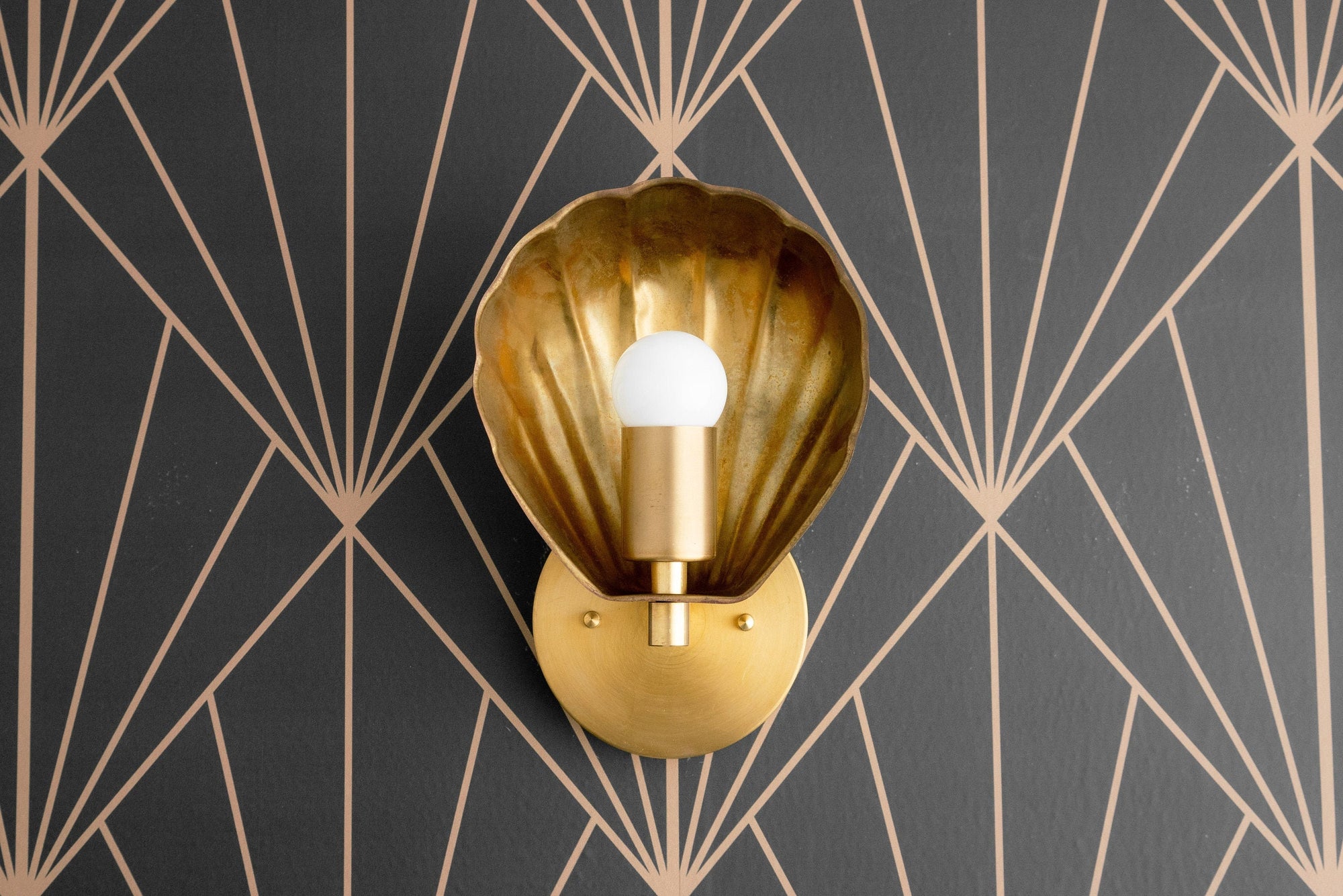 Art Deco - Scallop Shade - Wall Light - Deco Sconce - Sea Shell Light - Deco Brass Light - Brass Sconces - Raw outlets Brass - Model No. 8270