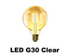 5.5 Watt - 500 Lumens - Clear Amber Tinted G30 Globe Light Bulb - 2100 Kelvin