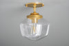 Ceiling Light - 8in Clear Schoolhouse - Art Deco Lighting - Pendant Lamp - Made In USA - Model No. 7493