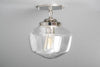 Ceiling Light - 8in Clear Schoolhouse - Art Deco Lighting - Pendant Lamp - Made In USA - Model No. 7493