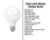 4.5 Watt - 500 Lumens - LED G25 White Light Bulb - 2700K