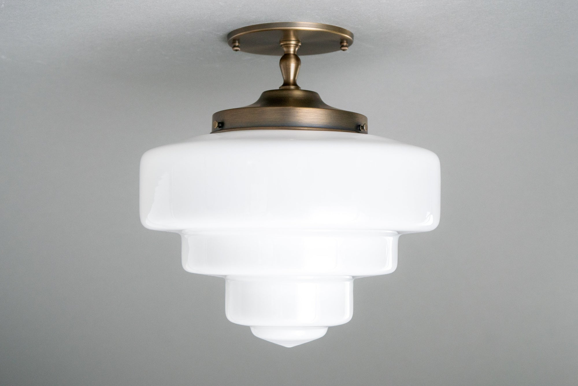 HAND BLOWN MILK GLASS CEILING LIGHT MODEL No. 8713 - Peared Creation