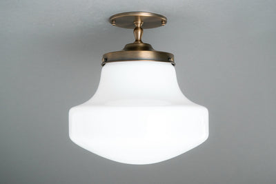 12" Ceiling Light - Opal Glass Light - Large Globe Lighting - Industrial Lighting - Semi Flush Mount - Model No. 8167