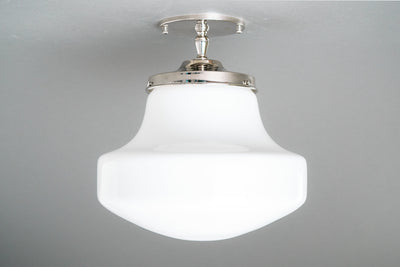 12" Ceiling Light - Opal Glass Light - Large Globe Lighting - Industrial Lighting - Semi Flush Mount - Model No. 8167