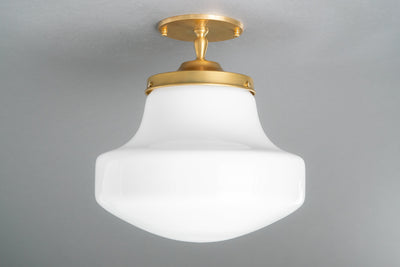 12" Ceiling Light - Opal Glass Light - Large Globe Lighting - Industrial Lighting - Semi Flush Mount - Model No. 8167