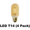 4 Watt - 300 Lumens - LED T14 - Four Pack - Amber Tinted - 2700 Kelvin