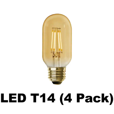 4 Watt - 300 Lumens - LED T14 - Four Pack - Amber Tinted - 2700 Kelvin