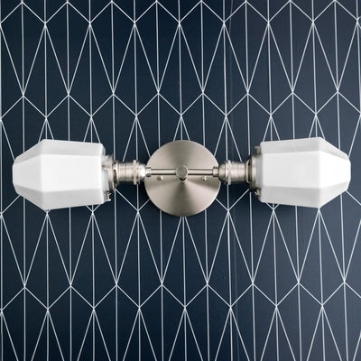 Parabolic Vanity Light - Bathroom Fixture - Opal Light - Geometric Fixture - Brass Mirror Light - Art Deco Bath Light - Model No. 6679