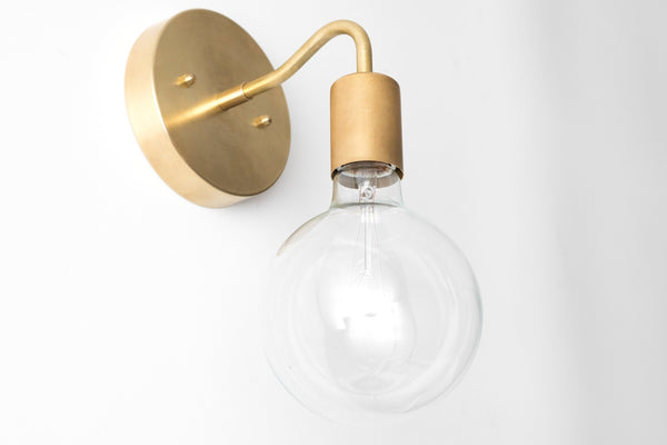 Minimal Wall Light - Flush Mount Sconce - Low store Profile Light - 7in Brass Plate - Model No. 5130