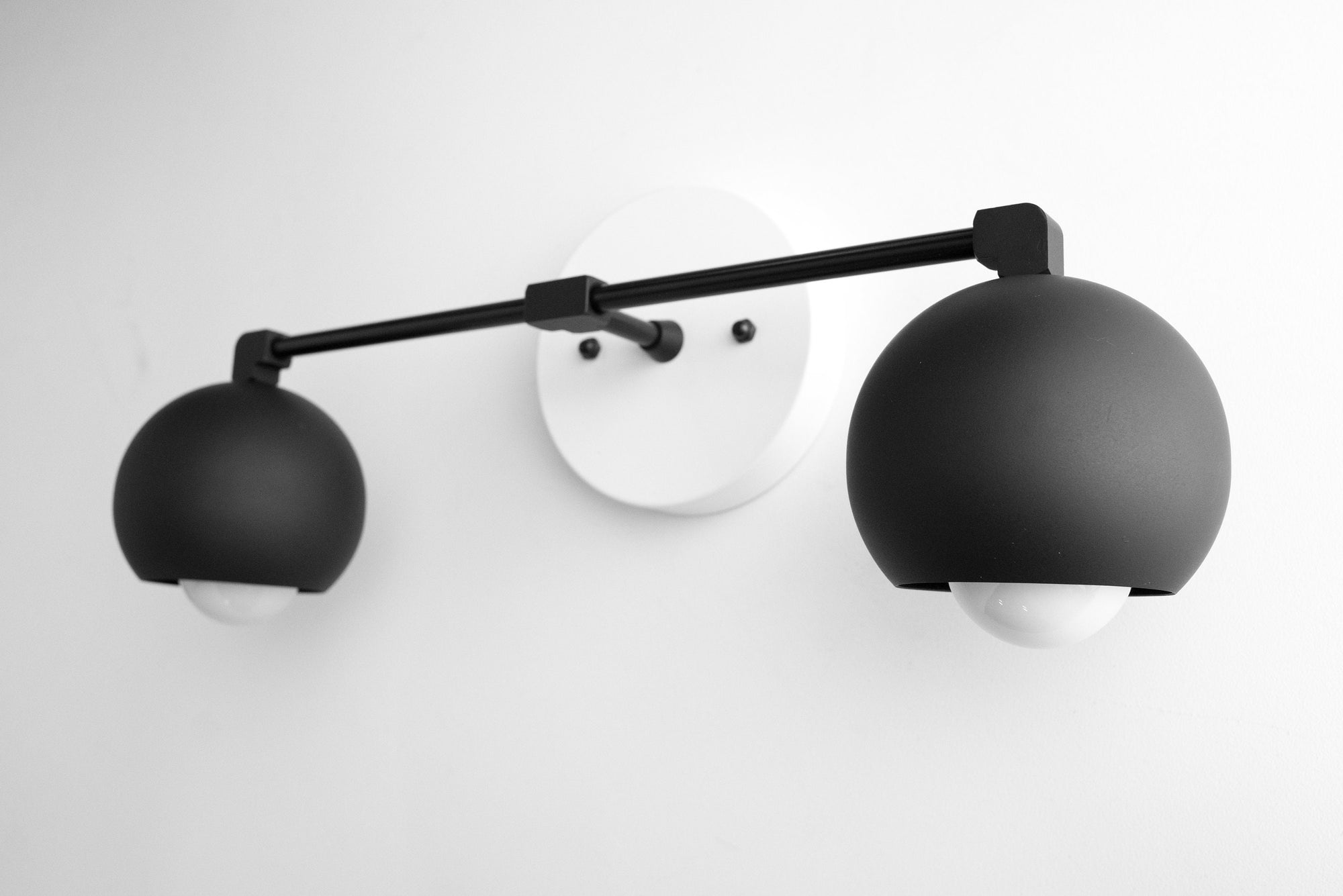 Modern Vanity popular - Black Wall Light - Bathroom Fixture - Black Orb Sconce - Modern Bathroom - Black White Light - Model No. 5469