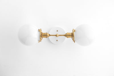 White Globe Vanity Light - Hallway Lighting - Vanity Light - Bathroom Lighting - Art Deco Lighting - Globe Light - Model No. 9543